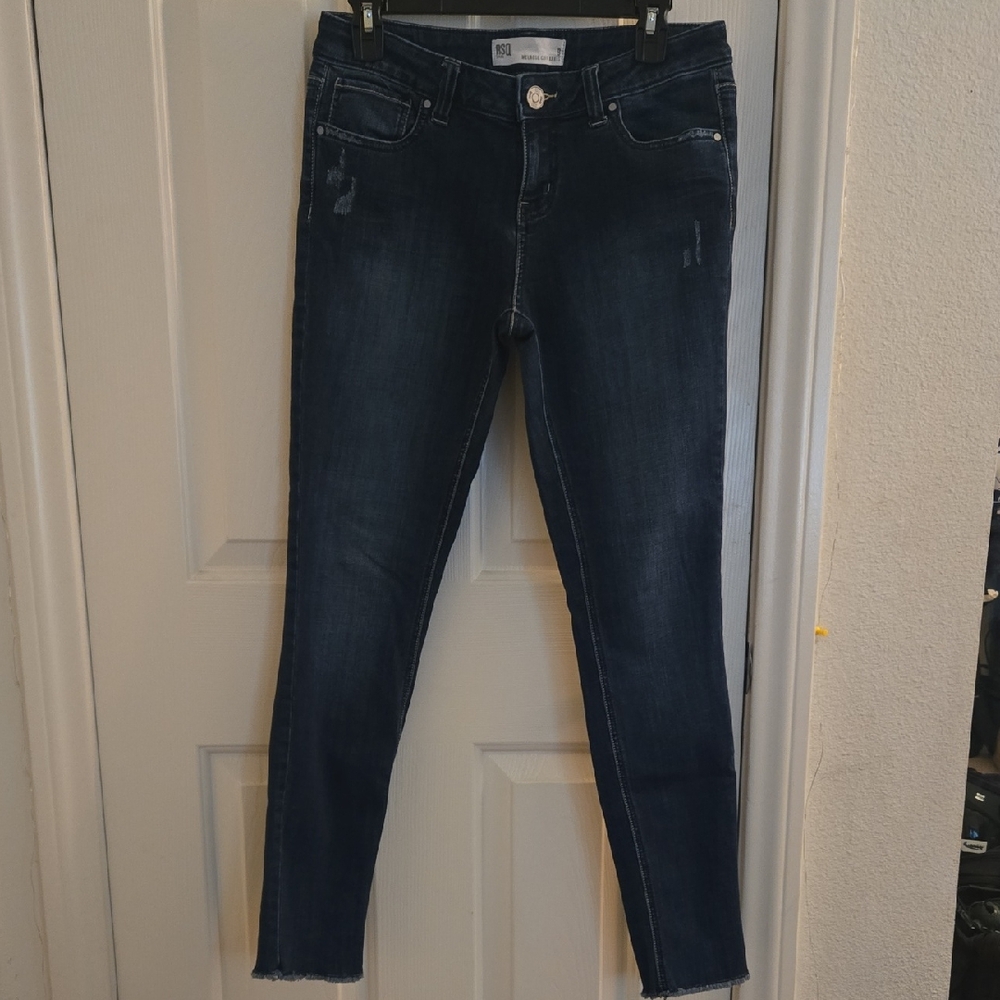 RSQ Dark Blue Women's Melrose Cuff Ankle Jeans